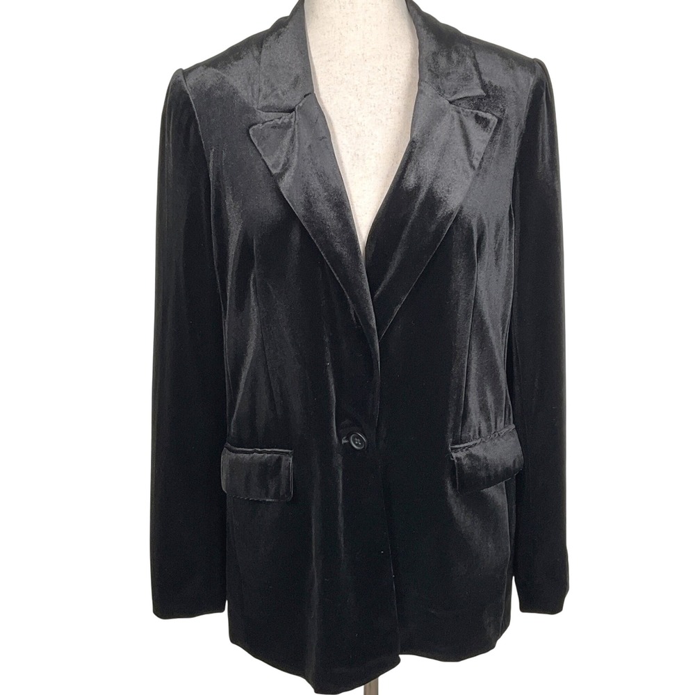 Banana Republic Blazer Women 6 Black Velvet Jacket Career Party Formal Luxury